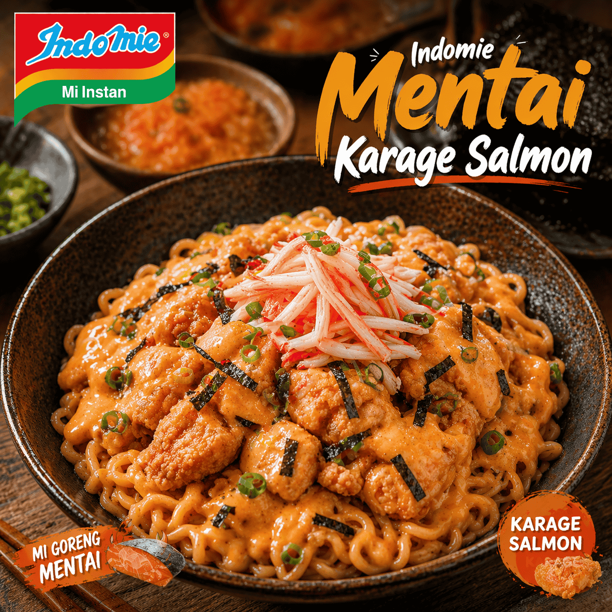 Indomie Mentai Karage Salmon Rice Bowl Boss